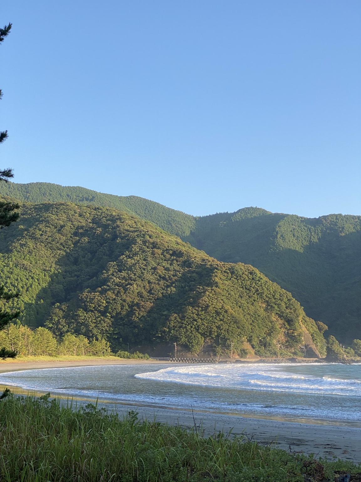海と山が隣り合う日向の風景